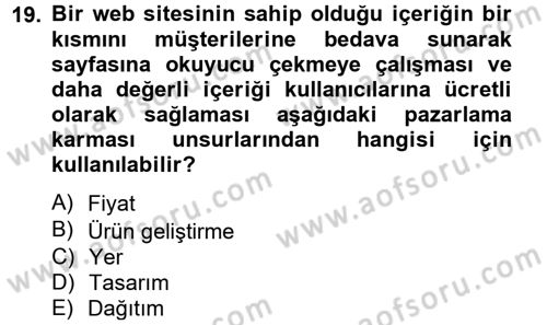 Elektronik Ticaret Dersi 2012 - 2013 Yılı (Vize) Ara Sınav Soruları 19. Soru