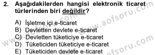 Elektronik Ticaret Dersi 2012 - 2013 Yılı (Vize) Ara Sınav Soruları 2. Soru