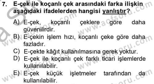 Elektronik Ticaret Dersi 2012 - 2013 Yılı (Vize) Ara Sınav Soruları 7. Soru