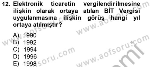 Elektronik Ticaret Dersi 2012 - 2013 Yılı (Final) Dönem Sonu Sınav Soruları 12. Soru