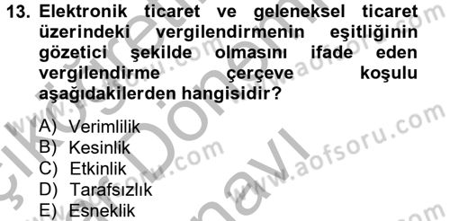 Elektronik Ticaret Dersi 2012 - 2013 Yılı (Final) Dönem Sonu Sınav Soruları 13. Soru