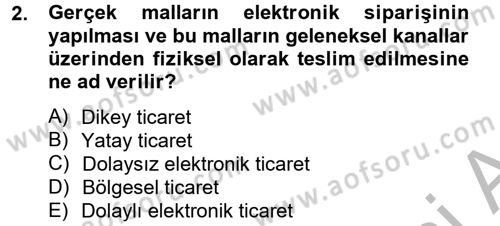 Elektronik Ticaret Dersi 2012 - 2013 Yılı (Final) Dönem Sonu Sınav Soruları 2. Soru