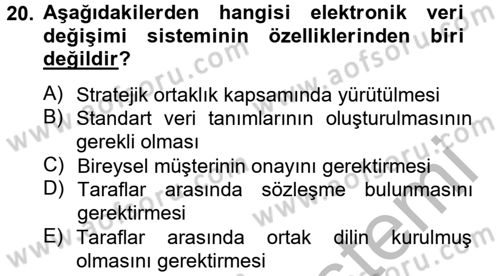 Elektronik Ticaret Dersi 2012 - 2013 Yılı (Final) Dönem Sonu Sınav Soruları 20. Soru
