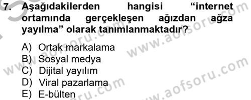 Elektronik Ticaret Dersi 2012 - 2013 Yılı (Final) Dönem Sonu Sınav Soruları 7. Soru