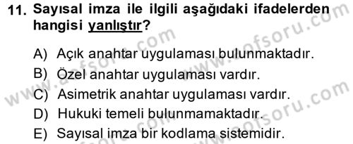 Elektronik Ticaret Dersi 2013 - 2014 Yılı (Vize) Ara Sınav Soruları 11. Soru