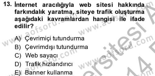 Elektronik Ticaret Dersi 2013 - 2014 Yılı (Vize) Ara Sınav Soruları 13. Soru