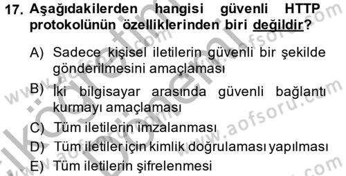 Elektronik Ticaret Dersi 2013 - 2014 Yılı (Vize) Ara Sınav Soruları 17. Soru