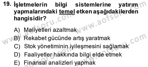 Elektronik Ticaret Dersi 2013 - 2014 Yılı (Final) Dönem Sonu Sınav Soruları 19. Soru