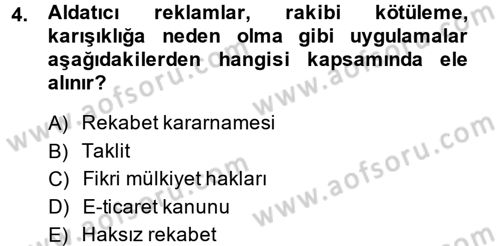 Elektronik Ticaret Dersi 2013 - 2014 Yılı (Final) Dönem Sonu Sınav Soruları 4. Soru