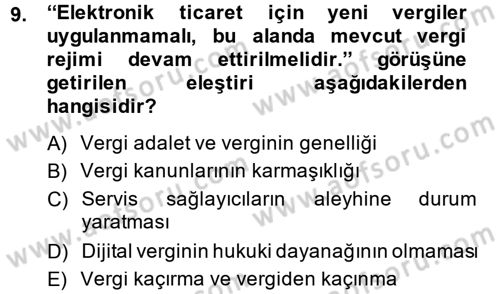 Elektronik Ticaret Dersi 2013 - 2014 Yılı (Final) Dönem Sonu Sınav Soruları 9. Soru