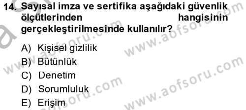 Elektronik Ticaret Dersi 2014 - 2015 Yılı (Vize) Ara Sınav Soruları 14. Soru