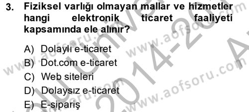 Elektronik Ticaret Dersi 2014 - 2015 Yılı (Vize) Ara Sınav Soruları 3. Soru