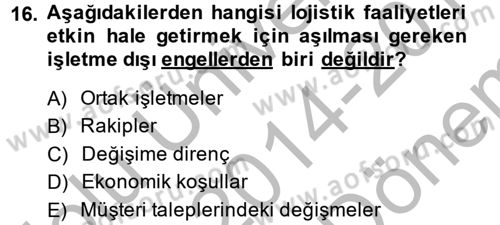 Elektronik Ticaret Dersi 2014 - 2015 Yılı (Final) Dönem Sonu Sınav Soruları 16. Soru