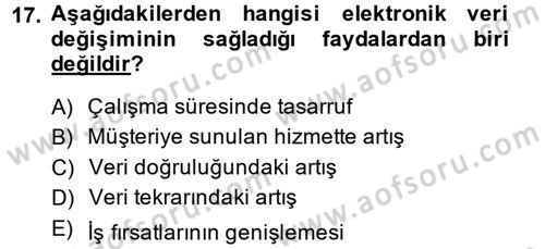 Elektronik Ticaret Dersi 2014 - 2015 Yılı (Final) Dönem Sonu Sınav Soruları 17. Soru