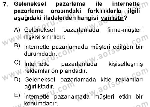 Elektronik Ticaret Dersi 2014 - 2015 Yılı (Final) Dönem Sonu Sınav Soruları 7. Soru