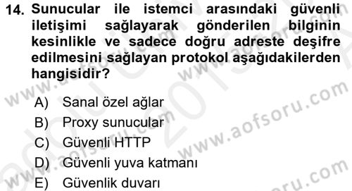 Elektronik Ticaret Dersi 2015 - 2016 Yılı (Vize) Ara Sınavı 14. Soru