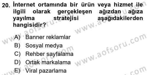 Elektronik Ticaret Dersi 2015 - 2016 Yılı (Vize) Ara Sınav Soruları 20. Soru