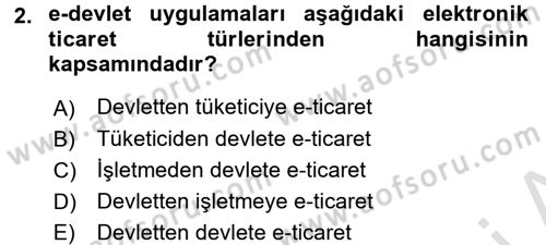 Elektronik Ticaret Dersi 2015 - 2016 Yılı (Final) Dönem Sonu Sınavı 2. Soru