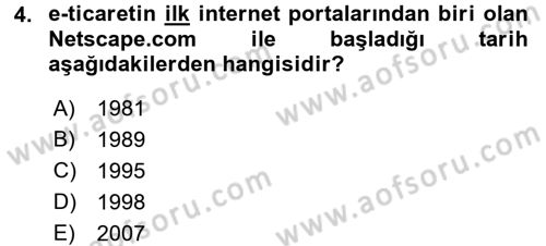 Elektronik Ticaret Dersi 2015 - 2016 Yılı (Final) Dönem Sonu Sınavı 4. Soru