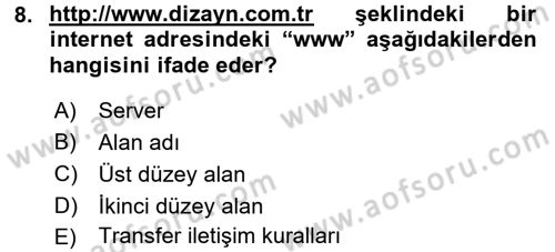 Elektronik Ticaret Dersi 2015 - 2016 Yılı (Final) Dönem Sonu Sınavı 8. Soru