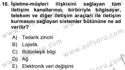 Elektronik Ticaret Dersi 2016 - 2017 Yılı (Vize) Ara Sınav Soruları 10. Soru