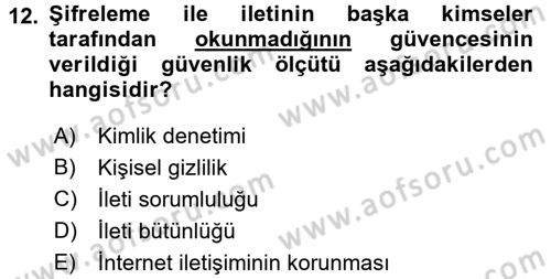 Elektronik Ticaret Dersi 2016 - 2017 Yılı (Vize) Ara Sınav Soruları 12. Soru