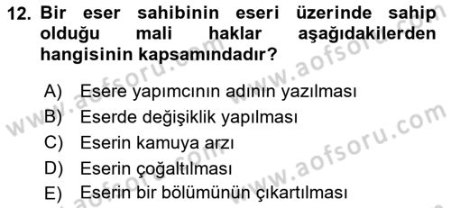 Elektronik Ticaret Dersi 2016 - 2017 Yılı (Final) Dönem Sonu Sınav Soruları 12. Soru