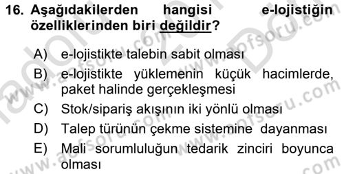 Elektronik Ticaret Dersi 2016 - 2017 Yılı (Final) Dönem Sonu Sınav Soruları 16. Soru