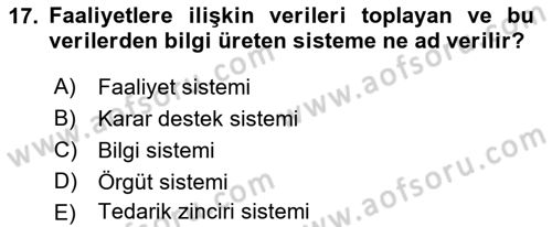 Elektronik Ticaret Dersi 2016 - 2017 Yılı (Final) Dönem Sonu Sınav Soruları 17. Soru