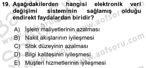 Elektronik Ticaret Dersi 2016 - 2017 Yılı (Final) Dönem Sonu Sınav Soruları 19. Soru