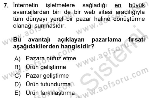 Elektronik Ticaret Dersi 2016 - 2017 Yılı (Final) Dönem Sonu Sınav Soruları 7. Soru