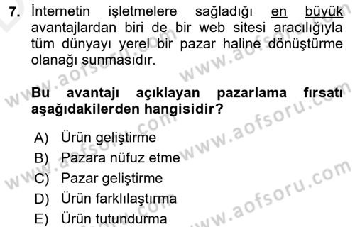 Elektronik Ticaret Dersi 2017 - 2018 Yılı 3 Ders Sınavı 7. Soru