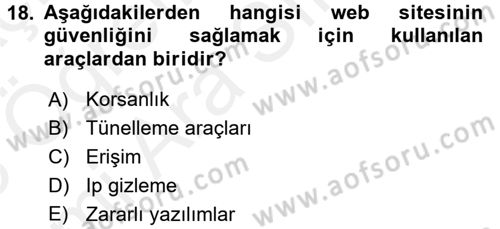 Elektronik Ticaret Dersi 2017 - 2018 Yılı (Vize) Ara Sınav Soruları 18. Soru