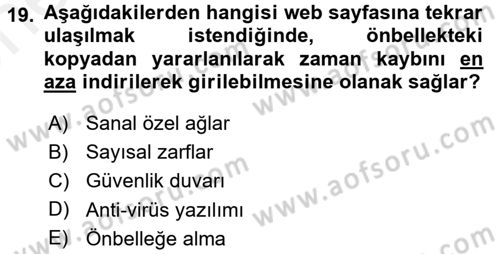 Elektronik Ticaret Dersi 2017 - 2018 Yılı (Vize) Ara Sınav Soruları 19. Soru