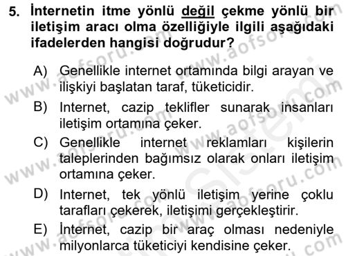 Elektronik Ticaret Dersi 2017 - 2018 Yılı (Vize) Ara Sınav Soruları 5. Soru