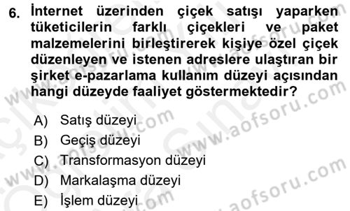 Elektronik Ticaret Dersi 2017 - 2018 Yılı (Vize) Ara Sınav Soruları 6. Soru