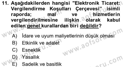 Elektronik Ticaret Dersi 2017 - 2018 Yılı (Final) Dönem Sonu Sınav Soruları 11. Soru