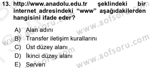 Elektronik Ticaret Dersi 2017 - 2018 Yılı (Final) Dönem Sonu Sınav Soruları 13. Soru