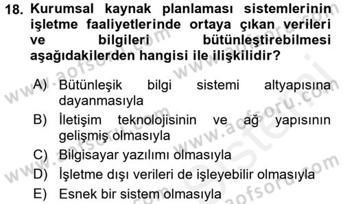 Elektronik Ticaret Dersi 2017 - 2018 Yılı (Final) Dönem Sonu Sınav Soruları 18. Soru