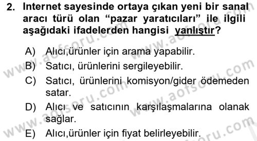 Elektronik Ticaret Dersi 2017 - 2018 Yılı (Final) Dönem Sonu Sınav Soruları 2. Soru