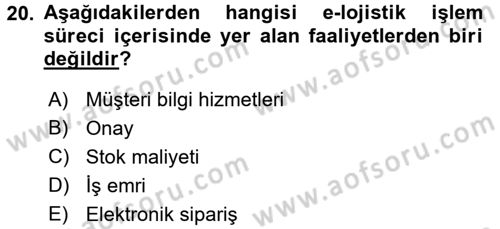 Elektronik Ticaret Dersi 2017 - 2018 Yılı (Final) Dönem Sonu Sınav Soruları 20. Soru