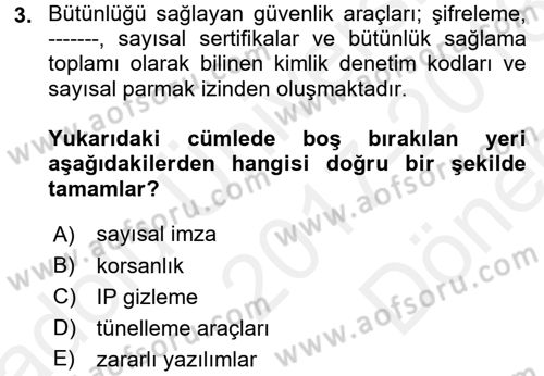Elektronik Ticaret Dersi 2017 - 2018 Yılı (Final) Dönem Sonu Sınav Soruları 3. Soru