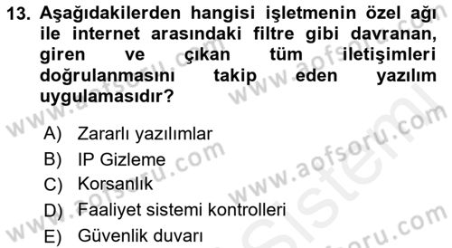 Elektronik Ticaret Dersi 2018 - 2019 Yılı (Vize) Ara Sınav Soruları 13. Soru