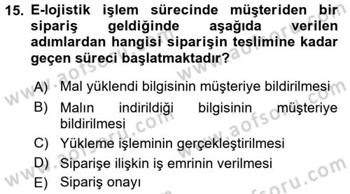 Elektronik Ticaret Dersi 2018 - 2019 Yılı (Final) Dönem Sonu Sınav Soruları 15. Soru