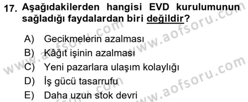 Elektronik Ticaret Dersi 2018 - 2019 Yılı (Final) Dönem Sonu Sınav Soruları 17. Soru