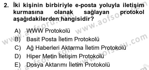 Elektronik Ticaret Dersi 2018 - 2019 Yılı (Final) Dönem Sonu Sınav Soruları 2. Soru
