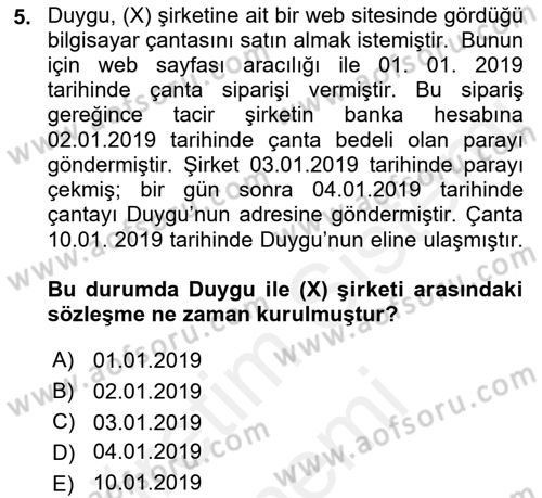 Elektronik Ticaret Dersi 2018 - 2019 Yılı (Final) Dönem Sonu Sınav Soruları 5. Soru