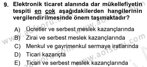 Elektronik Ticaret Dersi 2018 - 2019 Yılı (Final) Dönem Sonu Sınav Soruları 9. Soru