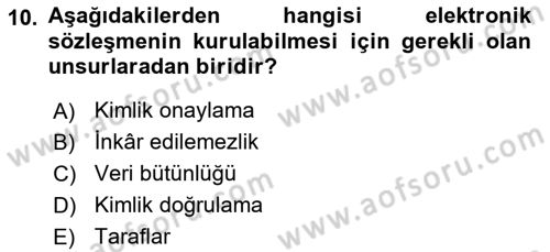 Elektronik Ticaret Dersi 2018 - 2019 Yılı Yaz Okulu Sınav Soruları 10. Soru