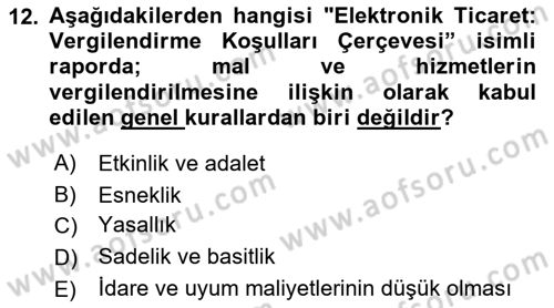 Elektronik Ticaret Dersi 2018 - 2019 Yılı Yaz Okulu Sınav Soruları 12. Soru